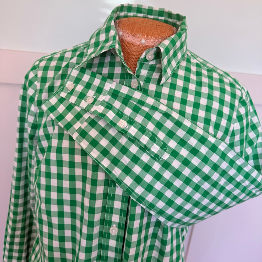 Boden Gingham Check Button Up Shirt Women’s Size 6R Kelly Green Country Prep - Picture 2 of 9